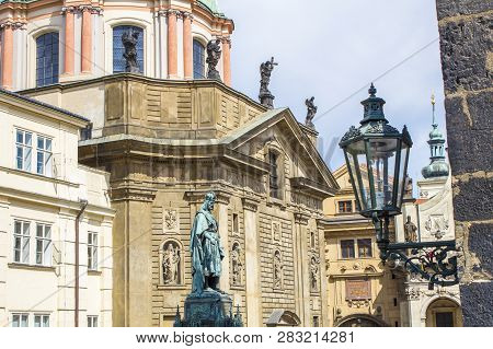 Monument To Charles Iv In Prague. Statue Of Charles Iv In Prague. Architecture Of Prague Old Town