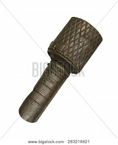 Hand Grenade Isolated On White Background. Hand Grenade From The Second World War.