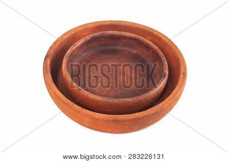 Ketsi, Georgian Traditional Clay Pot For Cooking Food On White Background
