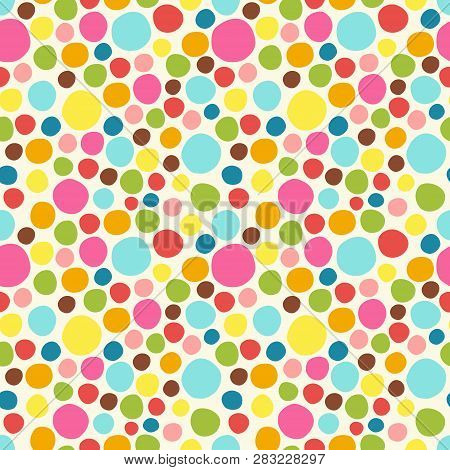Seamless Pattern. Cute Polka Dot Texture. Hand Drawn Doodle