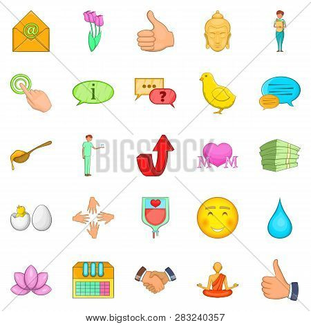 Graciousness Icons Set. Cartoon Set Of 25 Graciousness Icons For Web Isolated On White Background