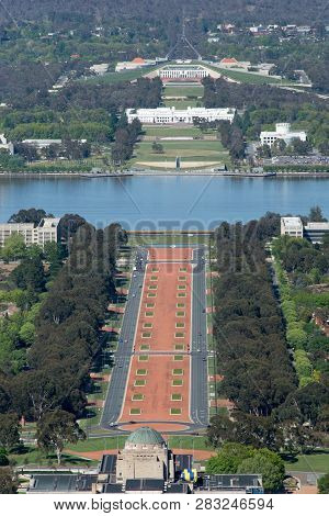 Canberra, Australia - October 13th 2013: View Of Canberra From Mt Ainslie Lookout