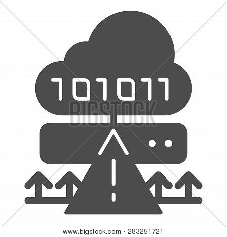 Cloud Cyber Attack Solid Icon. Ddos Server Hack Vector Illustration Isolated On White. Server Attack