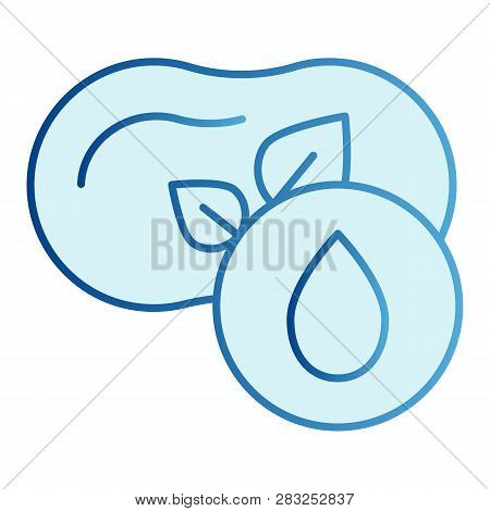 Soap With Fragrance Flat Icon. Natural Soap Blue Icons In Trendy Flat Style. Soap With Leaves Gradie