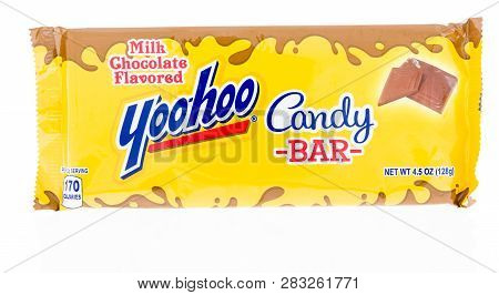 Winneconne, Wi - 8 February 2019: A Package Of Yoo-hoo Milk Chocolate Candy Bar On An Isolated Backg