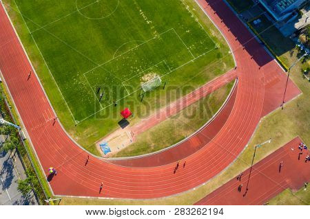 Kowloon Bay, Hong Kong, 29 January 2019- Top view of sport stadium