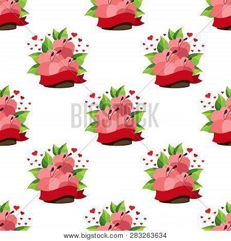 Seamless Pattern With The Image Of Flowers Karkade.