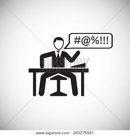 Angry Boss On White Background Icon For Wep Or App Using