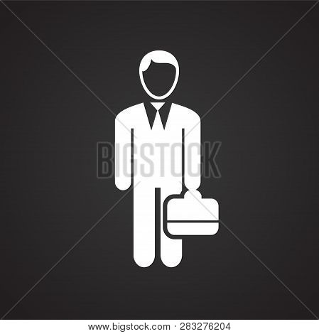 Businessman On Black Background Icon For Wep Or App Using