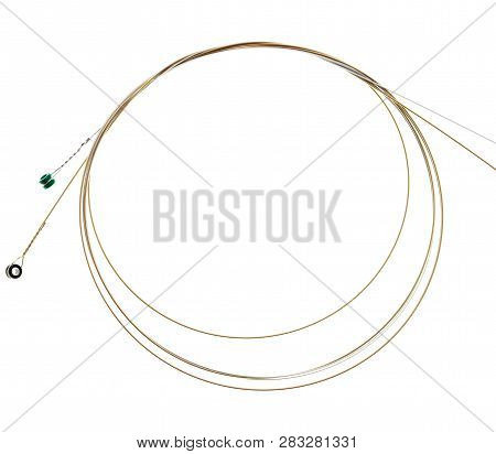 Strings For Guitar Isolated On A White Background. Macro