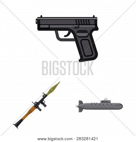 Vector Design Of Weapon And Gun Sign. Collection Of Weapon And Army Vector Icon For Stock.