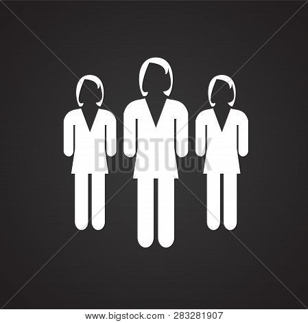 Business Woman On Black Background Icon For Wep Or App Using