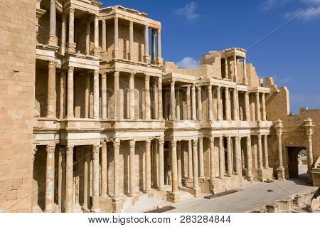 Archaeological Site Of Sabratha, Libya - 10/31/2006:  The Theatre Of The Ancient Phoenician City Of 