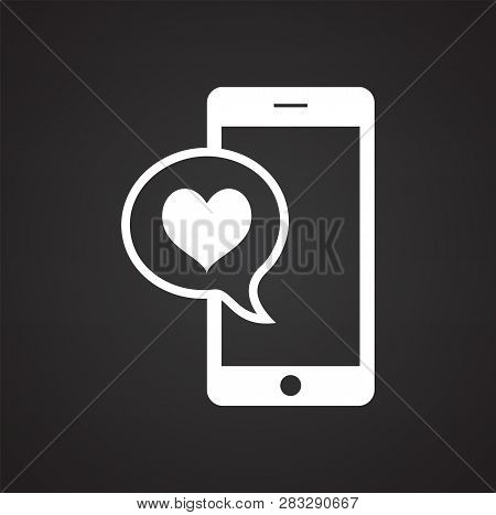 Love Message On Black Background Icon For Wep Or App Using