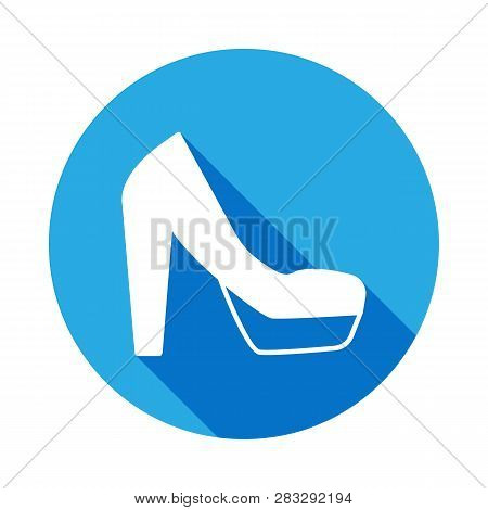 Platform High Heels Shoes Icon With Long Shadow. Signs And Symbols Can Be Used For Web, Logo, Mobile