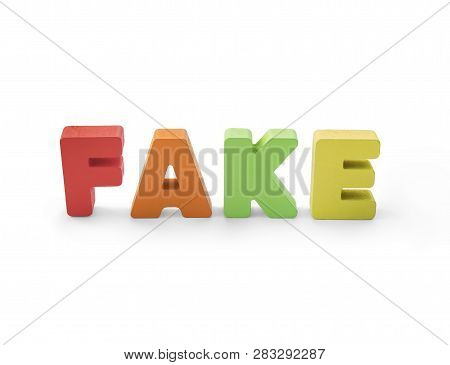 Wooden Letters On White Background - Concept Of Fake Information. Counterfeit And Misinformation. Fr