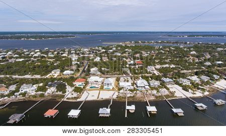 Aerial View Of Ono Island On The Gulf Coast In Orange Beach, Alabama