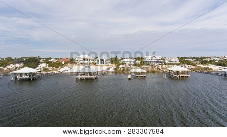 Aerial View Of Ono Island On The Alabama Gulf Coast. February 2019.