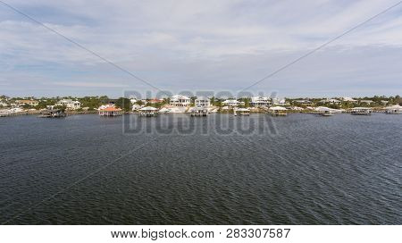 Aerial View Of Ono Island On The Alabama Gulf Coast. February 2019.
