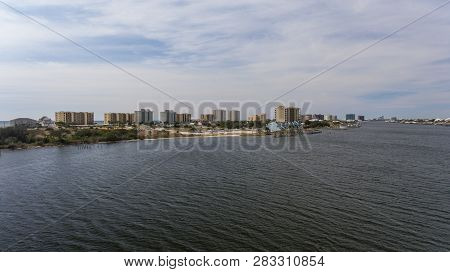 Aerial View Of Perdido Key, Florida And Ono Island, Alabama. February 2019.
