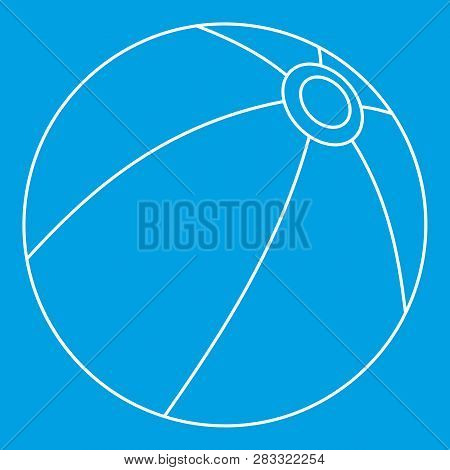 Ball Icon Blue Outline Style Isolated Illustration. Thin Line Sign