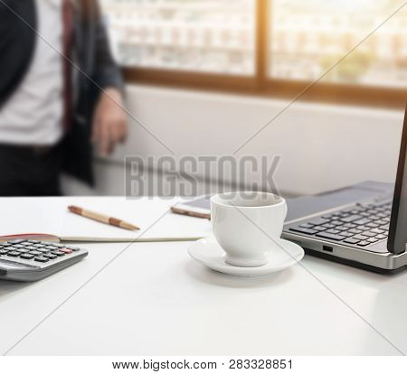 Fresh Start Of The Day With Morning Coffee. Business Success Concept.