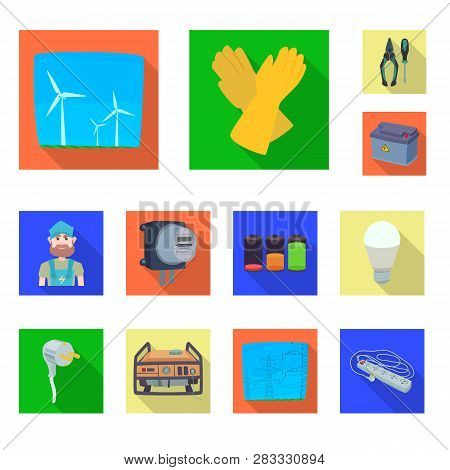 Isolated Object Of Electricity And Electric Symbol. Set Of Electricity And Energy Stock Vector Illus