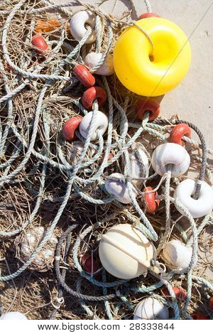 Balıkçılık profesyonel takımlar şamandıralar ve ağlar gibi fisherboats için