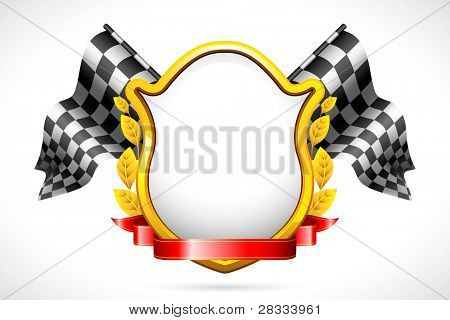 kuvassa kilpa-lippu kilpi ja laurel