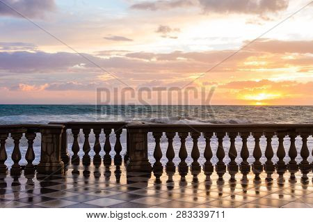 The Terrazza Mascagni Is A Wide Sinuous, Suggestive Belvedere Toward The Sea In Leghorn, Italy