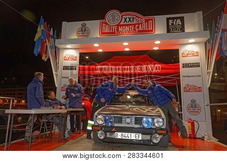 Monaco, France, February 6, 2019 : Arrival On Monaco Harbor. Rallye Historique Is Reserved To Those