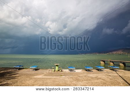 Lake Trasimeno Before Storm - Umbria, Italy, Europe