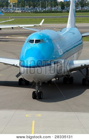 암스테르담-6 월 16 일: KLM 왕 네덜란드 항공 보잉 747-400 스키폴 공항 2009 년 6 월 16 일, Amst에서