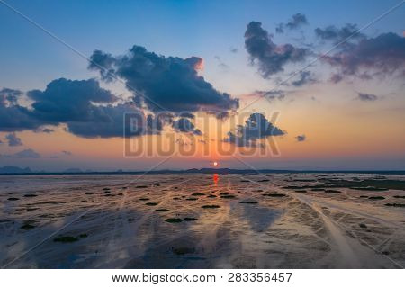 Sunset At The Long Bridge Across Wetland The Talay Noi Wetlands Preserve In Phatthalung At 450 Squar