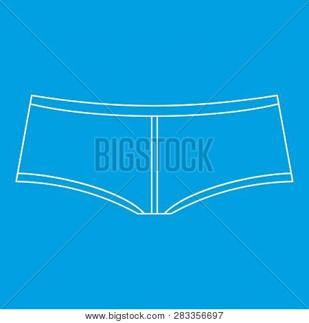 Woman Boyshorts Icon Blue Outline Style Isolated Illustration. Thin Line Sign