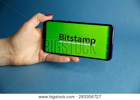 Tula, Russia - January 29, 2019: Bitstamp Cryptocurrency Exchange Logo On