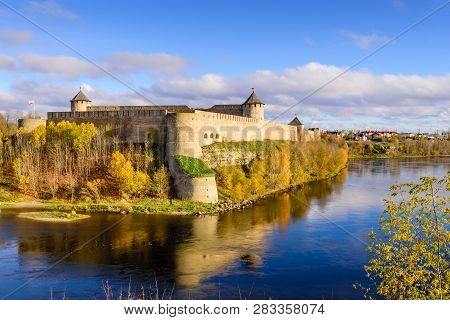 The Ancient Russian Fortress In Ivangorod, Russia
