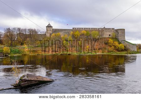 The Ancient Russian Fortress In Ivangorod, Russia