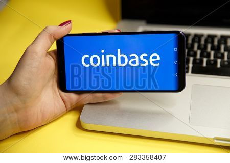 Tula, Russia - January 29, 2019: Coinbase - Buy Bitcoin And More, Secure Wallet Mobile App On The Di