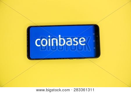 Tula, Russia - January 29, 2019: Coinbase - Buy Bitcoin And More, Secure Wallet Mobile App On The Di