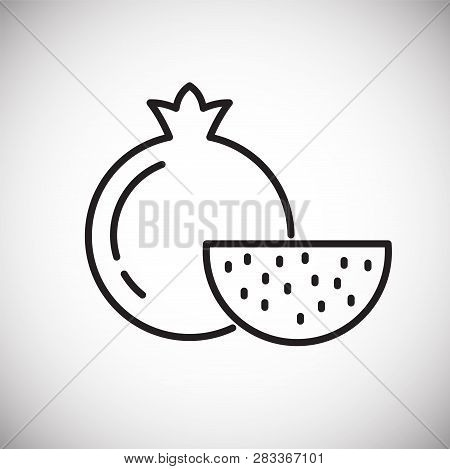Pomegranate Line Icon On White Background For Graphic And Web Design, Modern Simple Vector Sign. Int