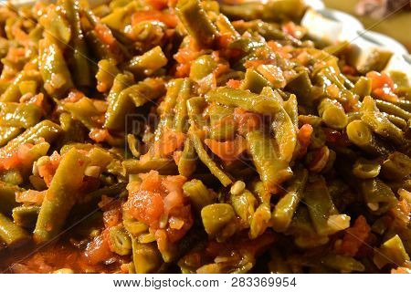 Traditional Delicious Turkish Foods; Green Bean With Olive Oil