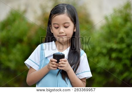 Beautiful Pretty Minority Person With Mobile Phone