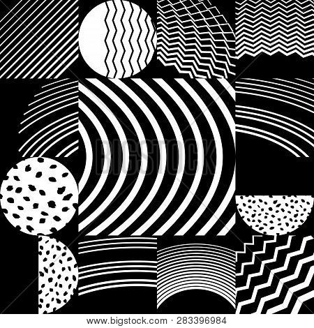 Vector Modern Simple Shapes Template Cover Design. Wthite And Black Illustration