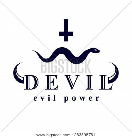 Vector Poisonous Snake Created With A Religious Cross Symbol. Antichrist Graphic Vector Illustration