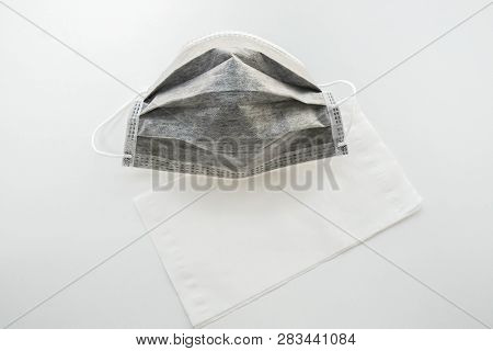 Isolated Carbon Mask With Tissue Paper For Pollution Prevention For Health