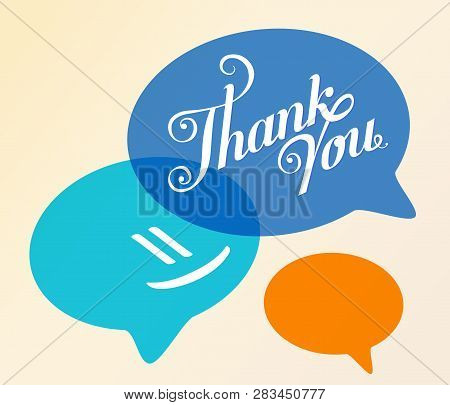 Hand Drawn Speech Bubble. With Text Thank You And Amile. Colorful Talk Balloon.