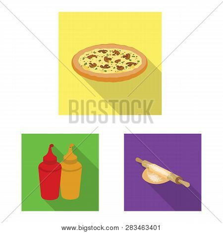 Isolated Object Of Pizza And Food Symbol. Set Of Pizza And Italy Vector Icon For Stock.