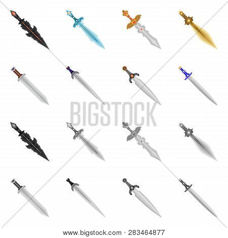 Vector Illustration Of Game  And Armor  Symbol. Collection Of Game  And Blade  Vector Icon For Stock
