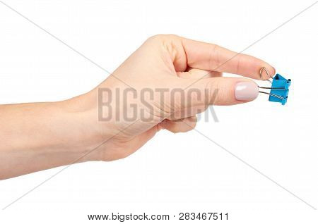 Hand With Color Paper Cilp, Office Accessory, Fastener For Notes